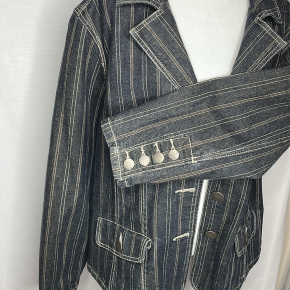 Venezia  Very Cool Women Striped Denim Jacket Size 18/20 - Picture 4 of 7